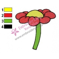 Red Flower Embroidery Design 02